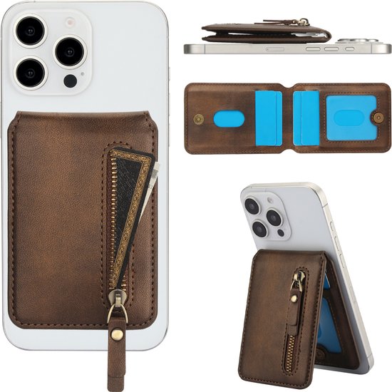 FFO2World MagSafe Étui portefeuille iPhone 16 Pro avec porte-cartes – Étui à rabat 2 en 1 amovible en cuir PU avec Protection RFID et béquille, compatible avec MagSafe – Marron
