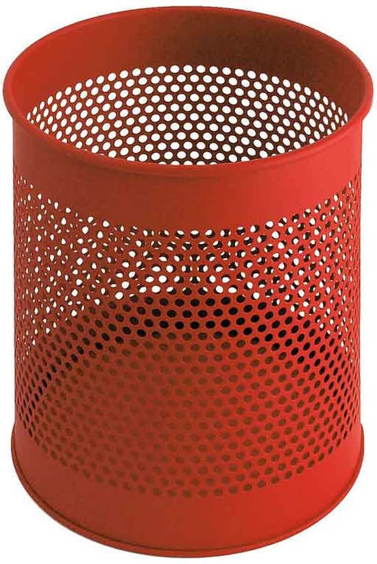 V-part - Geperforeerde papierbak 15 liter - Steel - rood - Prullenbak