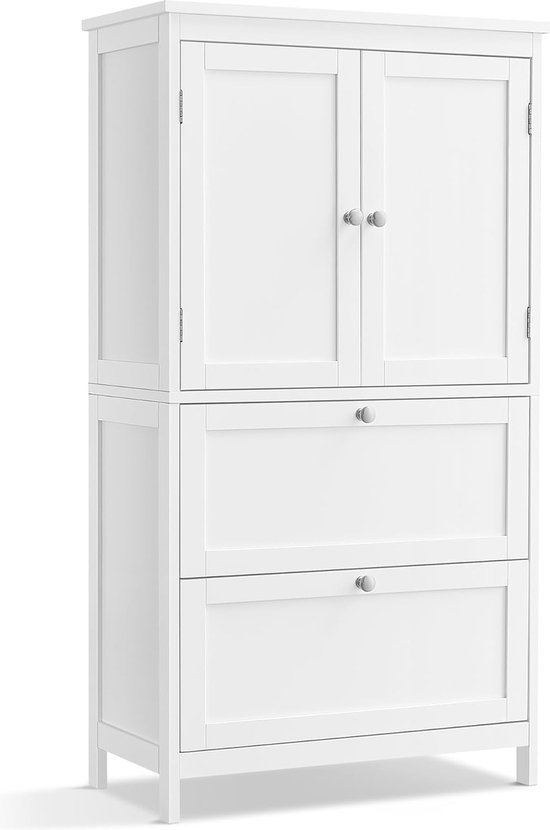 Badkamerkast met 2 Deuren en 2 Laden - Opbergkast voor Badkamer en Keuken - Verstelbare Plank 30x60x110 cm