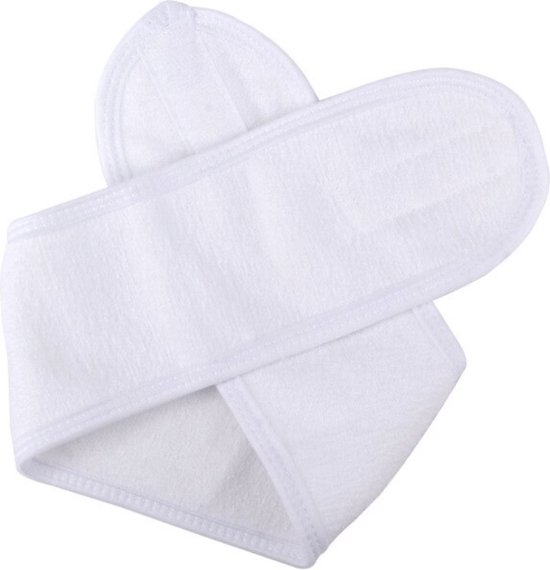 Verstelbaar Badstof Hoofdband - Headband - hairband - Hairband - Make Up Stretch Handdoek Met Tap - Make-Up Accessoires - 2 STUKS - Wit