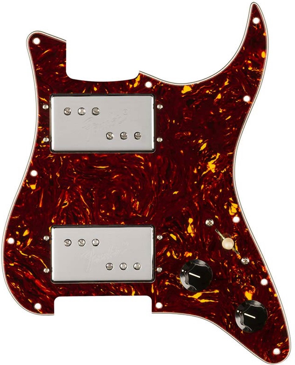 Fender 992393000 Pre-Wired Strat Pickguard Michael Landau HH, custom Wide-Range humbuckers 11, screw holes, tortoise