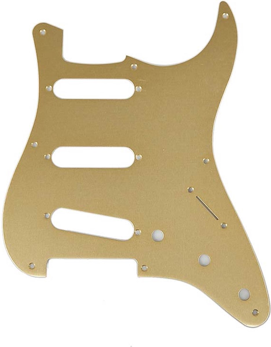Fender 992143000 pickguard ‘57 Vintage Strat, SSS, 8 screw holes, 1-ply, gold anodized