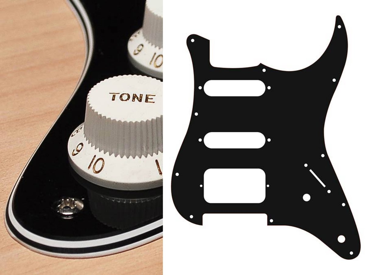 Boston ST-422-B pickguard, Stallion, SSH, 2 pot holes, 3-5 switch, 4 ply, black
