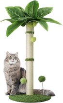 Pawsomepets Krabpaal voor katten - Krabpaal met Speeltje - Kattenboom met bladeren - 65cm