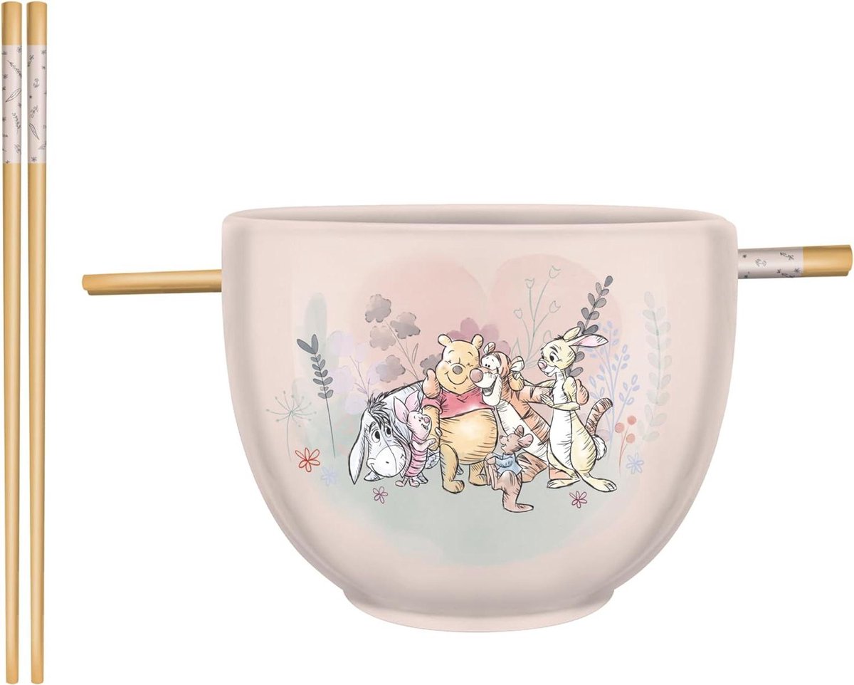 Ramen Bowl Keramische Knuffel Group Eeyore Tigger Roo Konijn 20oz Magnetron Safe Noodle Rice Bowl met eetstokjes