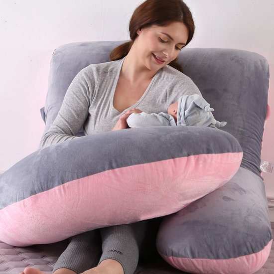Zwangerschaps En Voedingskussen 190cm Lichaamskussen Voor Comfort En Zijslapen Ideaal Voor Aanstaande Moeders Ergonomisch Ontwerp C Vorm Mousseline