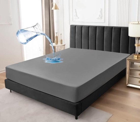 Waterdichte matrasbeschermer, 140 x 200 cm, luxe hoeslaken, 3D-motief, ademende matrashoes, waterdicht, matrasbescherming, hoeslakens, grijs