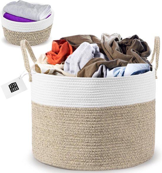 COSYLAND Katoenen touwmand 40,5x40,5x36,8cm XL baby wasmand TÜV