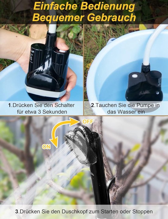 Camping Douche Set met Dompelpomp & Batterij – Draagbare Smart Camping Douche Set met Dompelpomp & Batterij – Draagbare Smart