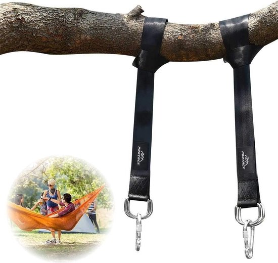 Foto: Ophy 2 delige set van extreem stevige hangmat schommelhaken strapset voor veiligheidsboomschommel outdoor schommeltouw 2 delig met 158cm heavy duty sling d ring twee klimgespen maximale belasting van 500kg rekbaar geschikt voor hangmatten