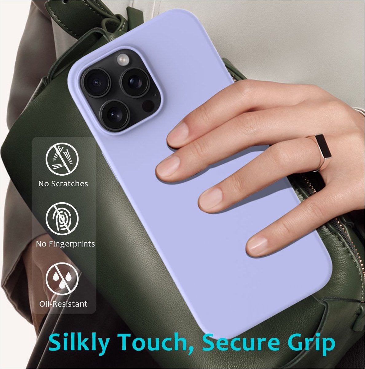 Mobigear Hoesje geschikt voor Apple iPhone 16 Pro Max Siliconen Telefoonhoesje | Mobigear Rubber Touch Backcover | iPhone 16 Pro Max Case | Back Cover - Paars