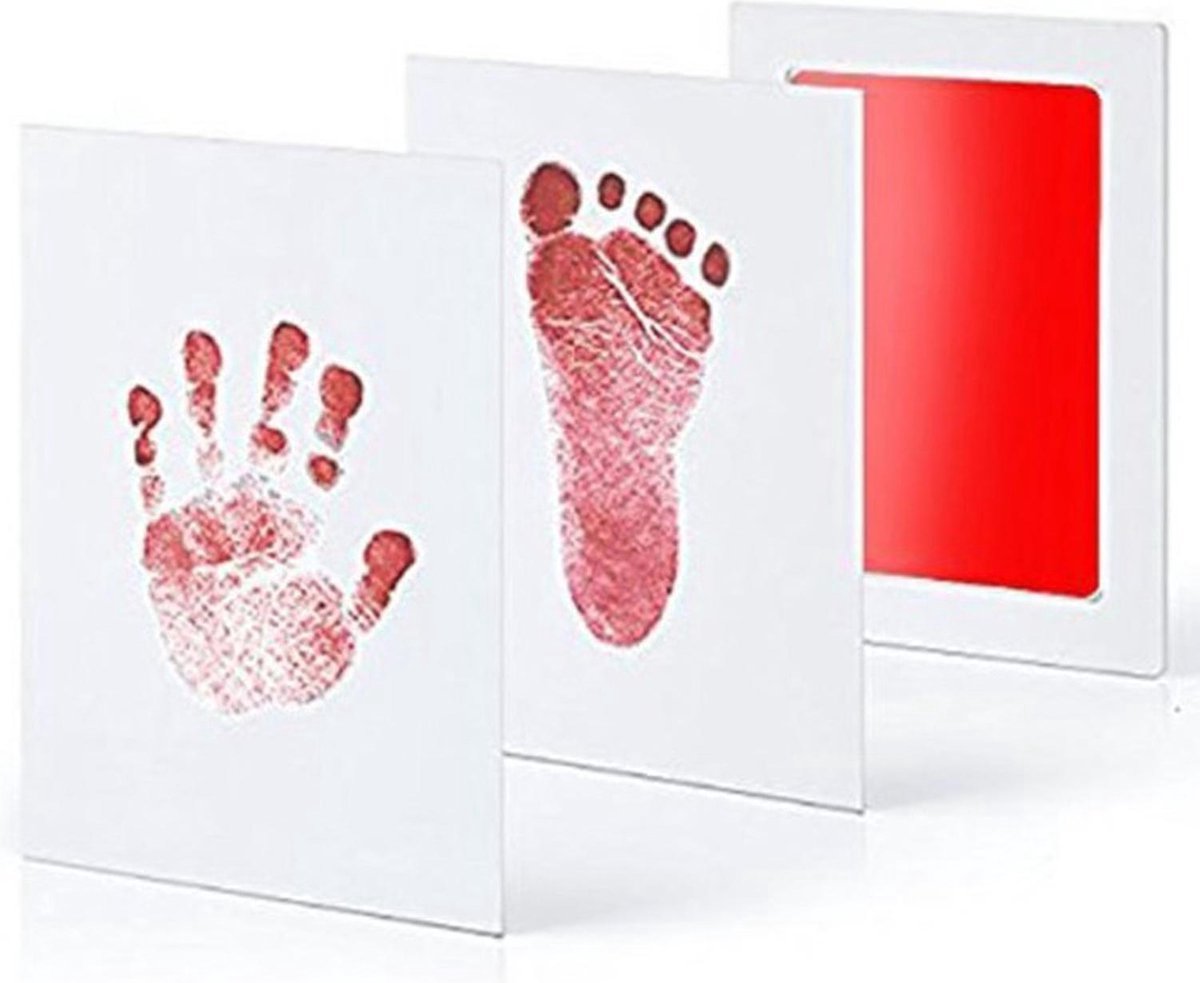 Goedkoopste New Age Devi - Baby hand- en voetafdruk fotokaartje - Het perfecte cadeau voor elke ouder - Een uniek alternatief voor gipsafdrukken - Gemakkelijk schoon te maken - Met prachtige rode inkt