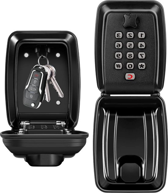 KTUEOV Outdoor Key Safe, Wandgemonteerde Politie Goedgekeurde Key Lock Box 12-cijferige Combinatie Keysafe Lockbox met Weerbestendige Cover voor Thuis, Garage, Kantoor, Magazijn - Grijs