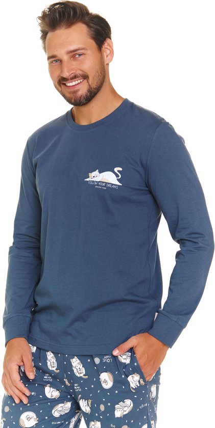 Doctor Nap Pyjama Homme Manches Longues Pantalon Long Hiver Noël Assorti Famille Rêves de Famille Blue Profond PMB.7112 L