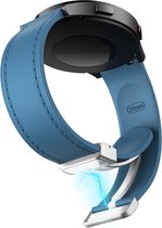 Hybride siliconen-leren bandje - geschikt voor Garmin Venu (2 Plus) / Venu SQ (2) / Vivomove (Style - Sport) / Vivoactive 3 / 5 / 6 / Forerunner 55 / 165 / 245 / 645 / 570 - 42mm - blauw