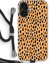 Case Company® - Hoesje met koord geschikt voor iPhone 16 hoesje met Koord - Panter - Telefoonhoesje met Zwart Koord - Bescherming aan alle Kanten en Over de Schermrand