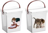 Set de 2 récipients à nourriture pour animaux - chien/chat - boîte de conservation - plastique - 5 litres - avec couvercle