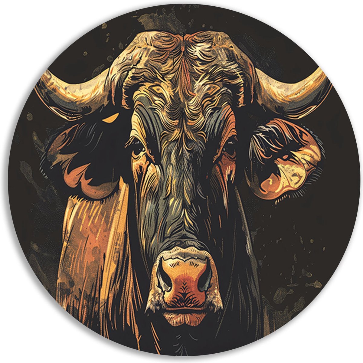 Bull wandcirkels - Animal wandschalen - Schilderij rond Hoorns - Modern schilderij - Wands