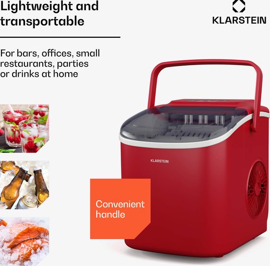 Klarstein ijsblokjesmachine - 12 kg/24 uur, 2 ijsblokjesformaten, 1,3 liter watertank, LED-indicatoren, transparant deksel, draagbaar, ideaal voor feestjes/tuinfeesten - voor Bar - IJsschep - Mobiel Compact - Ice Maker - Ice Cube Maker van Klarstein — afbeelding 4