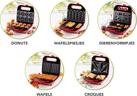DOMO DO9242W Snackmaker 5-in-1 - Tosti/Croque - Grill/Panini - Wafel van Domo — afbeelding 3