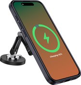 PlusAcc Vacuüm mobiele telefoonhouder voor in de auto met oplaadfunctie - 360° draaibare magnetische opvouwbare zuignap voor Magsafe iPhone 17/16/15/14/13/Samsung S20-S25 op voorruit