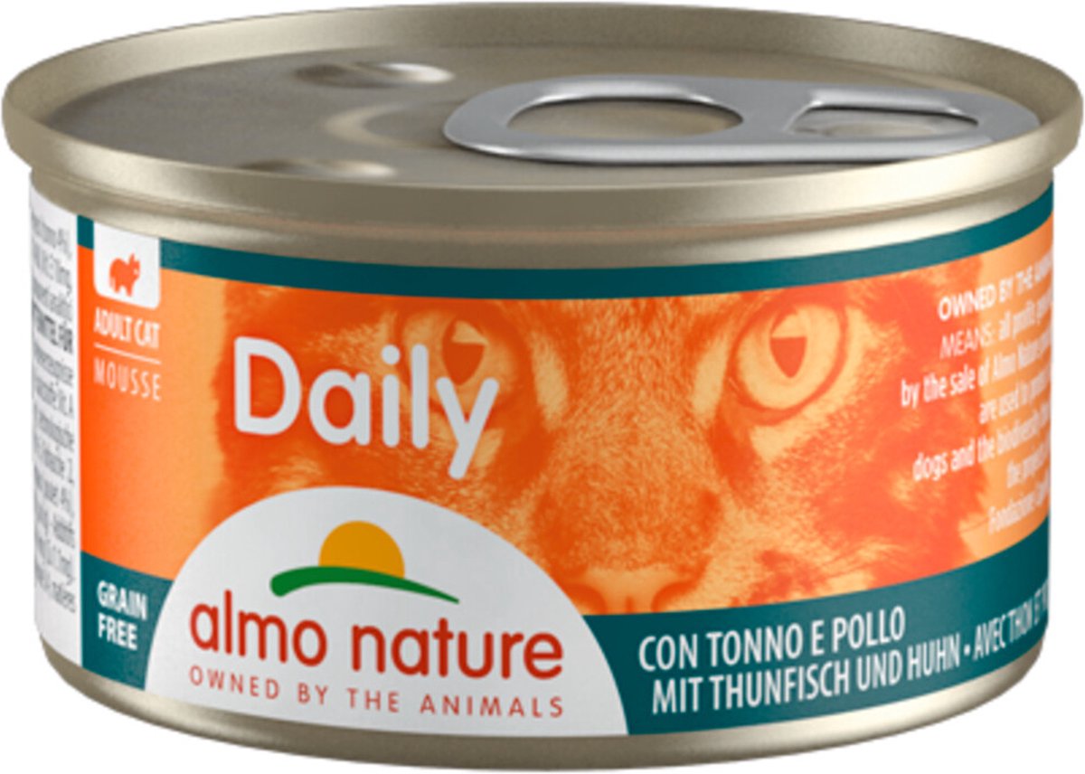 48x Almo Nature Daily Mousse Kattenvoer Nat Tonijn & Kip 85 gr