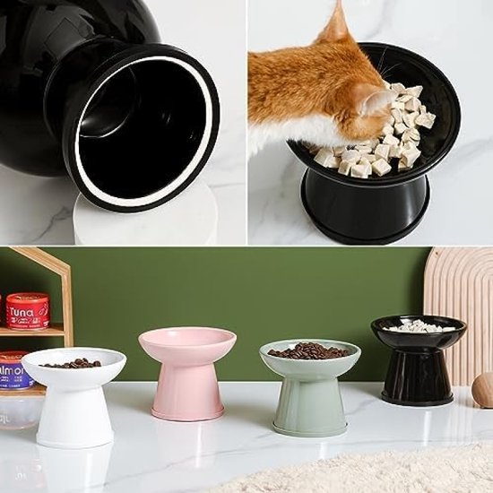 Avmvnvc Verhoogde kattenbak, set van 3 keramische voerbakken voor