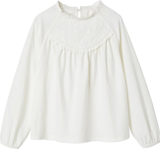 Vertbaudet Tee-shirt blouse détail en broderie anglaise fille manches longues