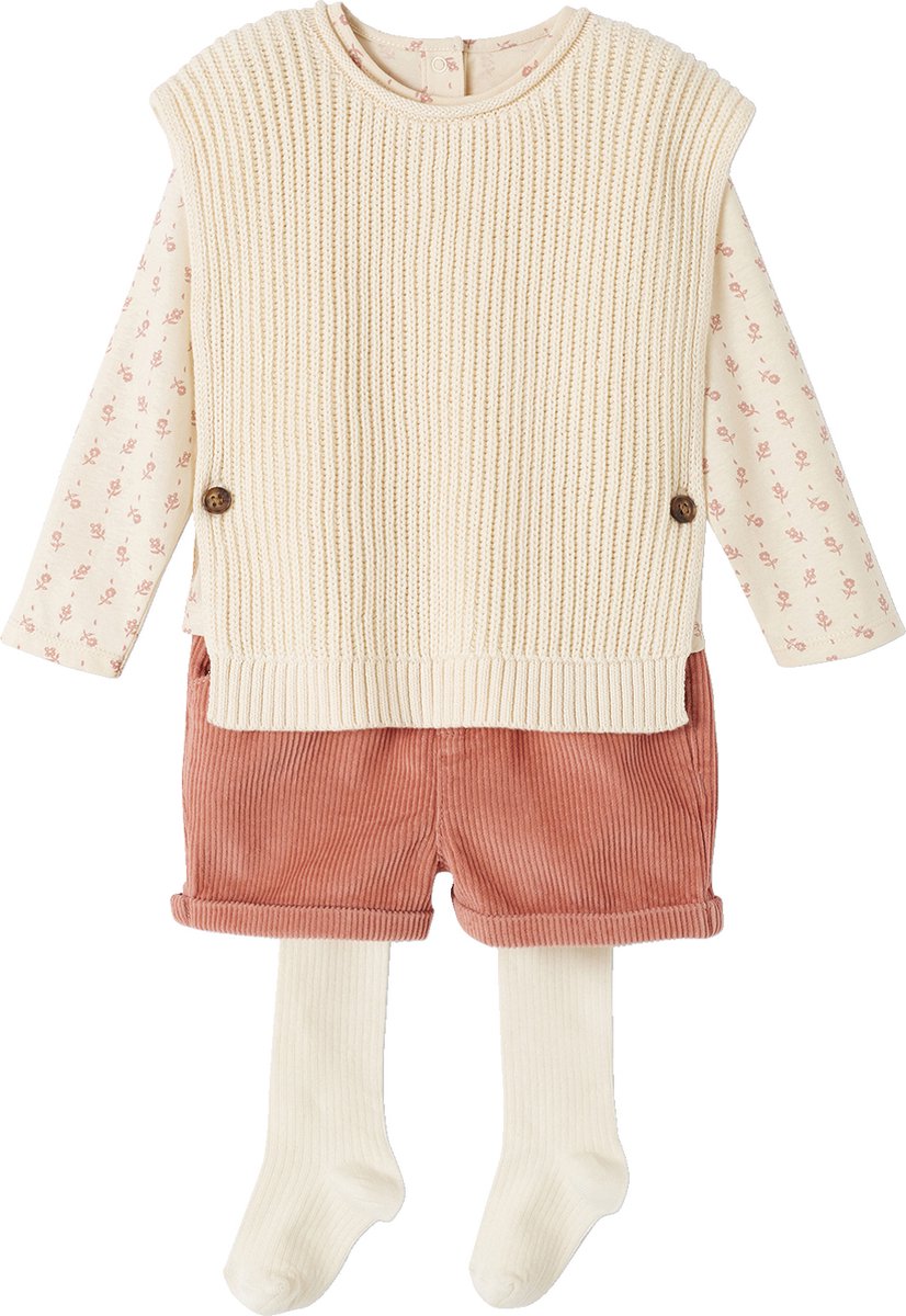 Vertbaudet 4-delige babyset: T-shirt + short + trui + maillot