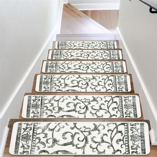 XIEMINLE Tapijt Traptapijten, Antislip Trapbescherming Tapijt, Zelfklevende Traptreden Perfect voor Huisdieren Kinderen Ouderen, Traploper Tapijt Verwijderbare Trapkussens Trapmatten (80x20cm,15PCS