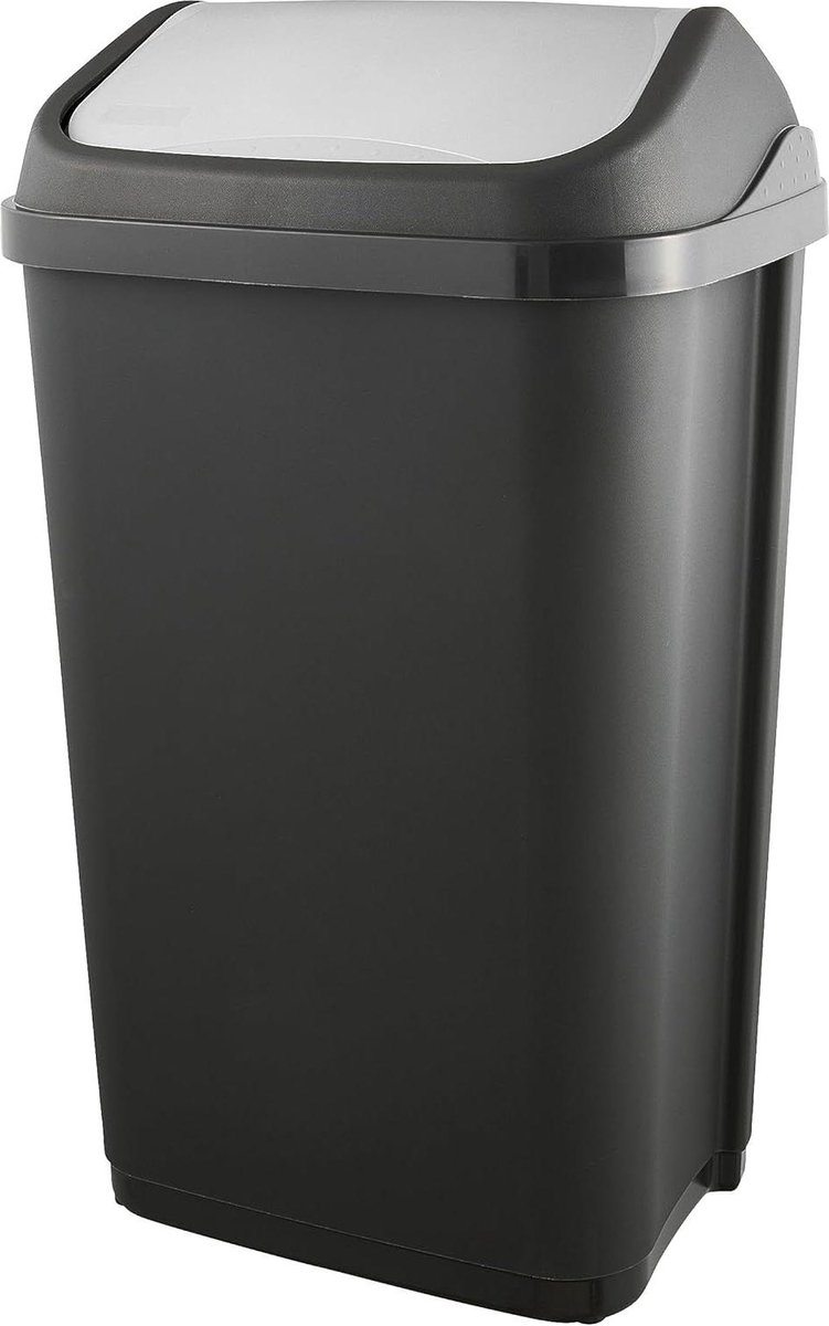 Vuilnisbak met swing-deksel 50 liter - Swantje grafietgrijs - Afvalbak voor keuken vuilnisbak 60 liter