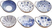 Porselein dipschalen set van 6 - Sausschaaltjes tapas kommen - Boho snackkom voor sushi - Keramische schoteltjes - 98 cm - 70 ml Kommenset