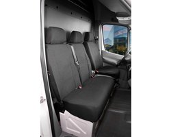 Walser Autostoelhoes Transporter Fit van stof antraciet geschikt voor Ford Transit - 1 enkele zitplaats voorin (armleuninguitsparing) & - opklapbare dubbele zitbank voorin