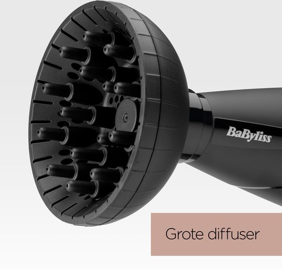 Zwarte BaByliss grote diffuser met meerdere stekels voor volume.