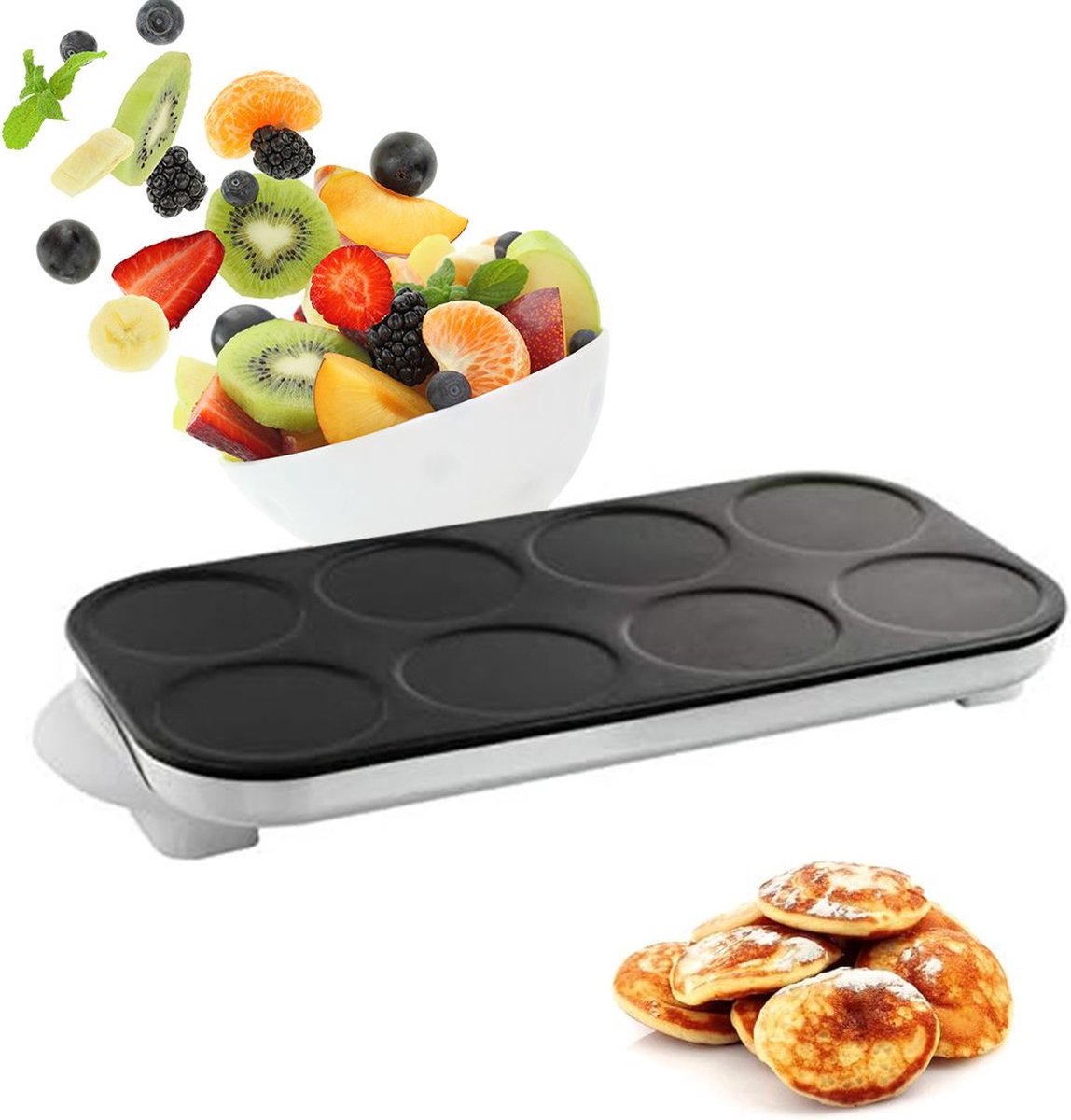 Dailysupplies Poffertjespan Electrisch Poffertjesmaker Poffertjespannen Zwart XXL