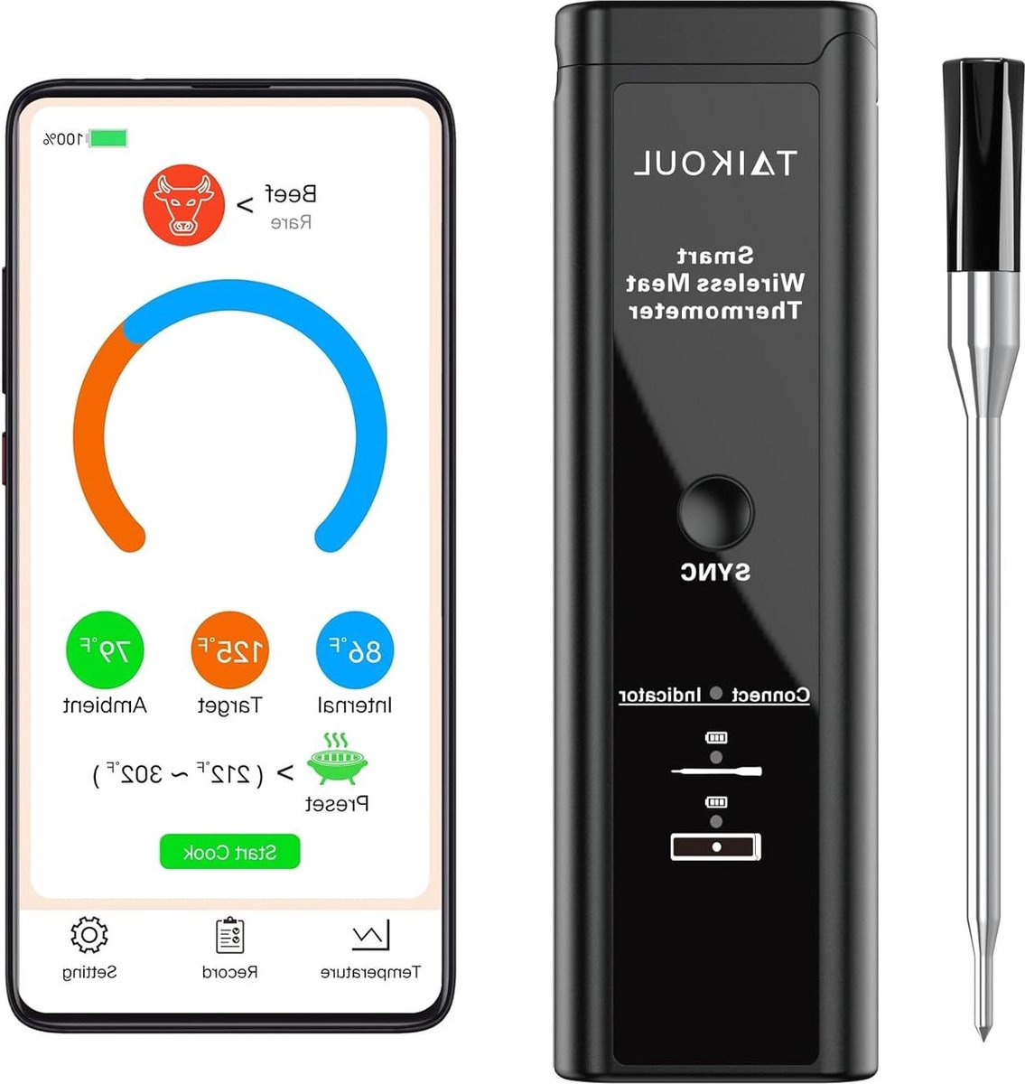 Video's over Wat is 820FT Dubbele Temperatuur Slimme Draadloze Thermometer Beste Bluetooth Vleesthermometer BBQ Gereedschap Bluetooth Voedselprobe voor Vlees, BBQ, Grill