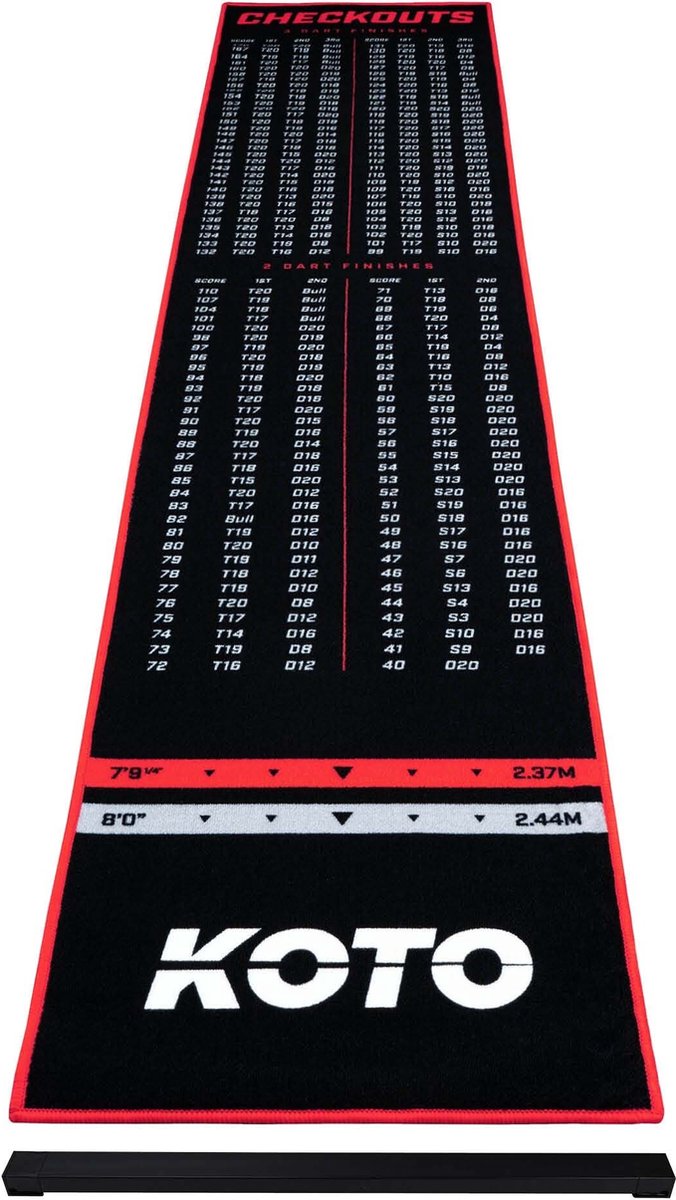 KOTO Carpet Checkout Dartmat Red + Oche 285 x 60cm