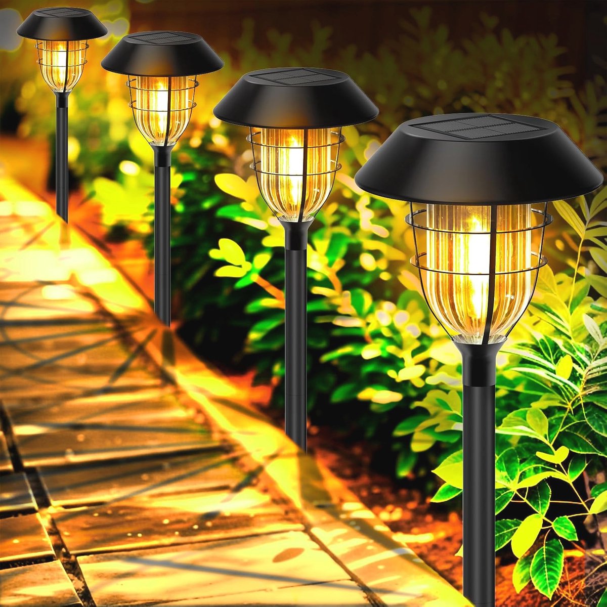 Zonnelampen voor Buiten - 6 Stuks Tuinverlichting op Zonne-energie met Warm Wit Licht, IP65 Waterdicht en Automatische Aan/Uit