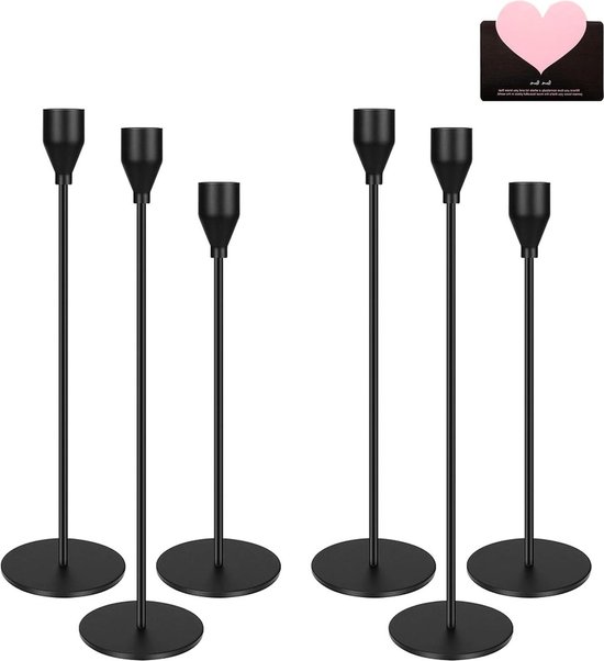Set de 6 bougeoirs noirs - Différentes tailles 33-29-24 cm - Bougeoir de mariage - Grand bougeoir pour salon et dîner Ornements au format HTML Bougeoir de sol