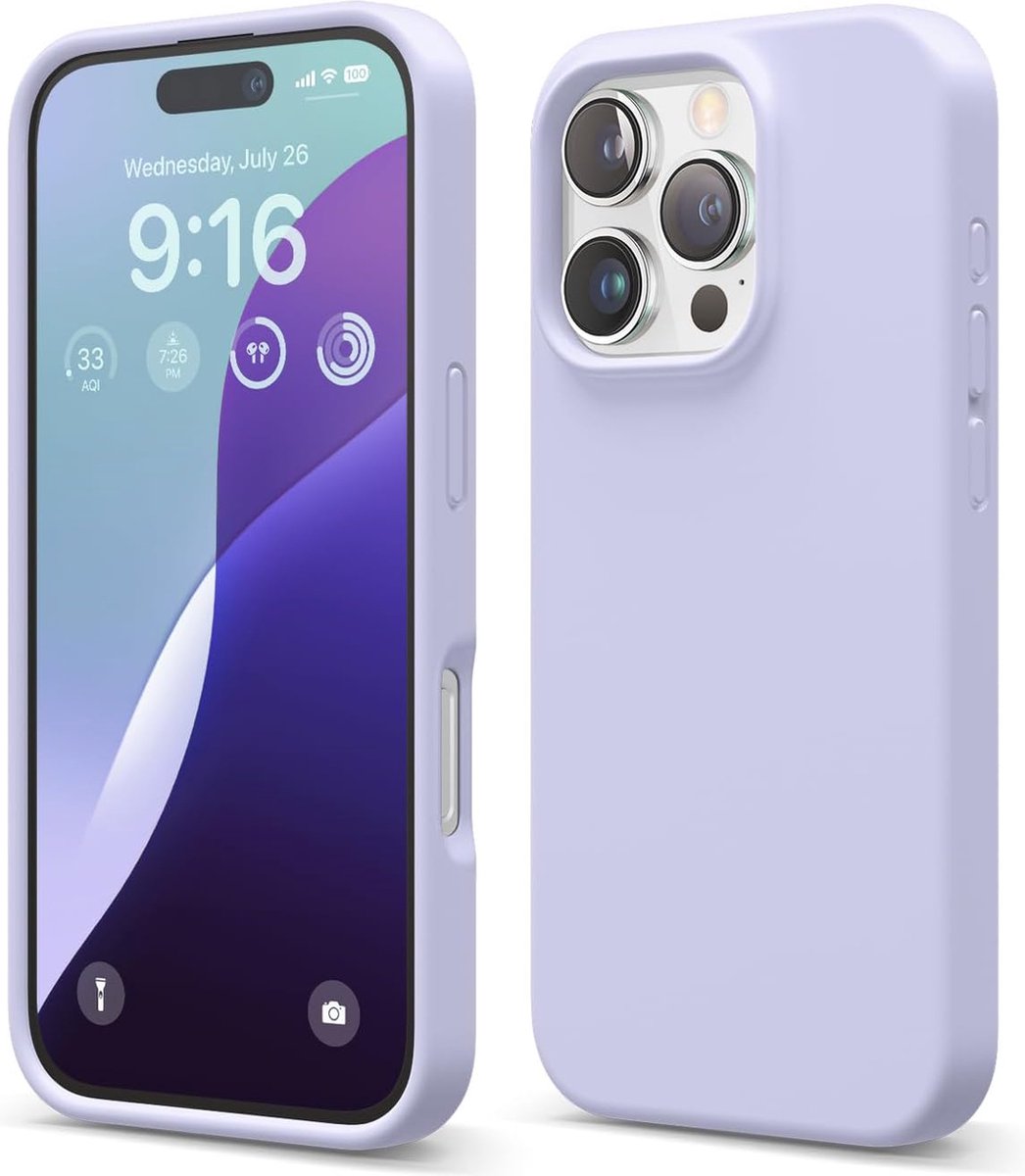 BixB hoesje geschikt voor iPhone 16 Pro Hoesje Siliconen - liquid Backcover - Lila