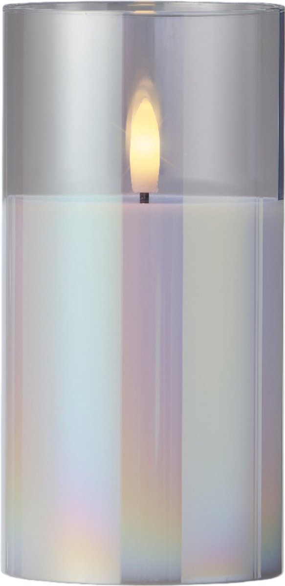 Kaars LED in glas iriserend 15cm