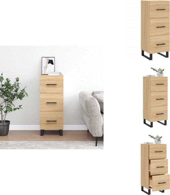 vidaXL Dressoir 34,5x34x90 cm bewerkt hout zwart, kast