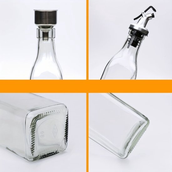 Bovista Bouteille d'huile avec bec verseur – Bec verseur d'huile d'olive – rechargeable – Bouteille d'huile avec pipette – Bouteille d'huile d'olive – Distributeur d'huile – Distributeur d'huile – Bouteille d'huile – 12 pièces
