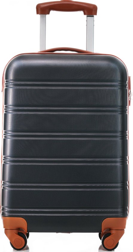 Merax Hartschalen Koffer – 4-Rad Handbagage - ABS-materiaal - Zwart+Bruin