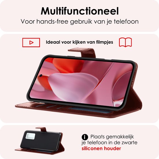 Coque pour Google Pixel 9 Pro Case Book Case Cover Flip Cover Portefeuille Bookcase avec 2x Protecteur d'écran - Marron