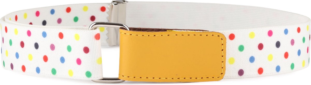 Ladeheid Kinderriem - Riem - Broekriem - Verstelbaar - Polyester - LA-TG-P15 - Weiß/Gelb/Erbsen - 5-12 Jahre