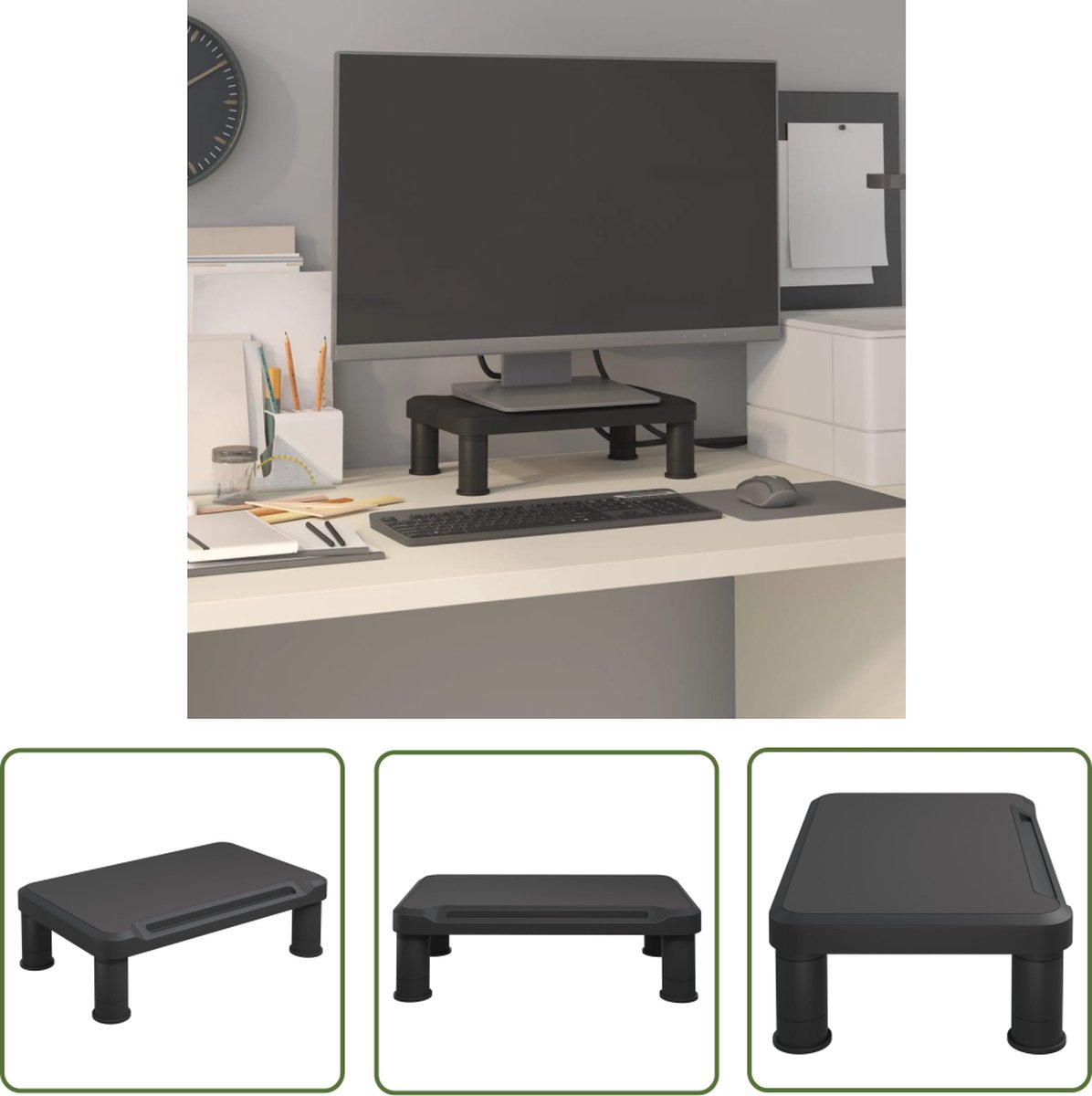 vidaXL Laptop Stand - Monitorstandaard - Monitorstandaard 38x24x10,5 cm zwart - Computerstandaard - Ergonomic - Werkplek Organisatie