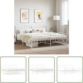 The Living Store Cadre de lit Classique - Construction en métal - Lattes en métal - Espace de rangement Extra - Tête et pied de lit fonctionnels - Wit - 207x206x98 cm - Matelas adapté 200x200 cm - Assemblage requis - The Living Store