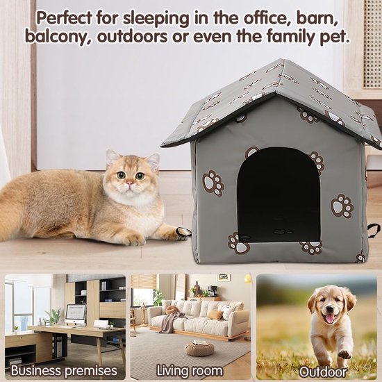 Kunststof kattenhuis voor binnen en buiten, weerbestendig onderdak