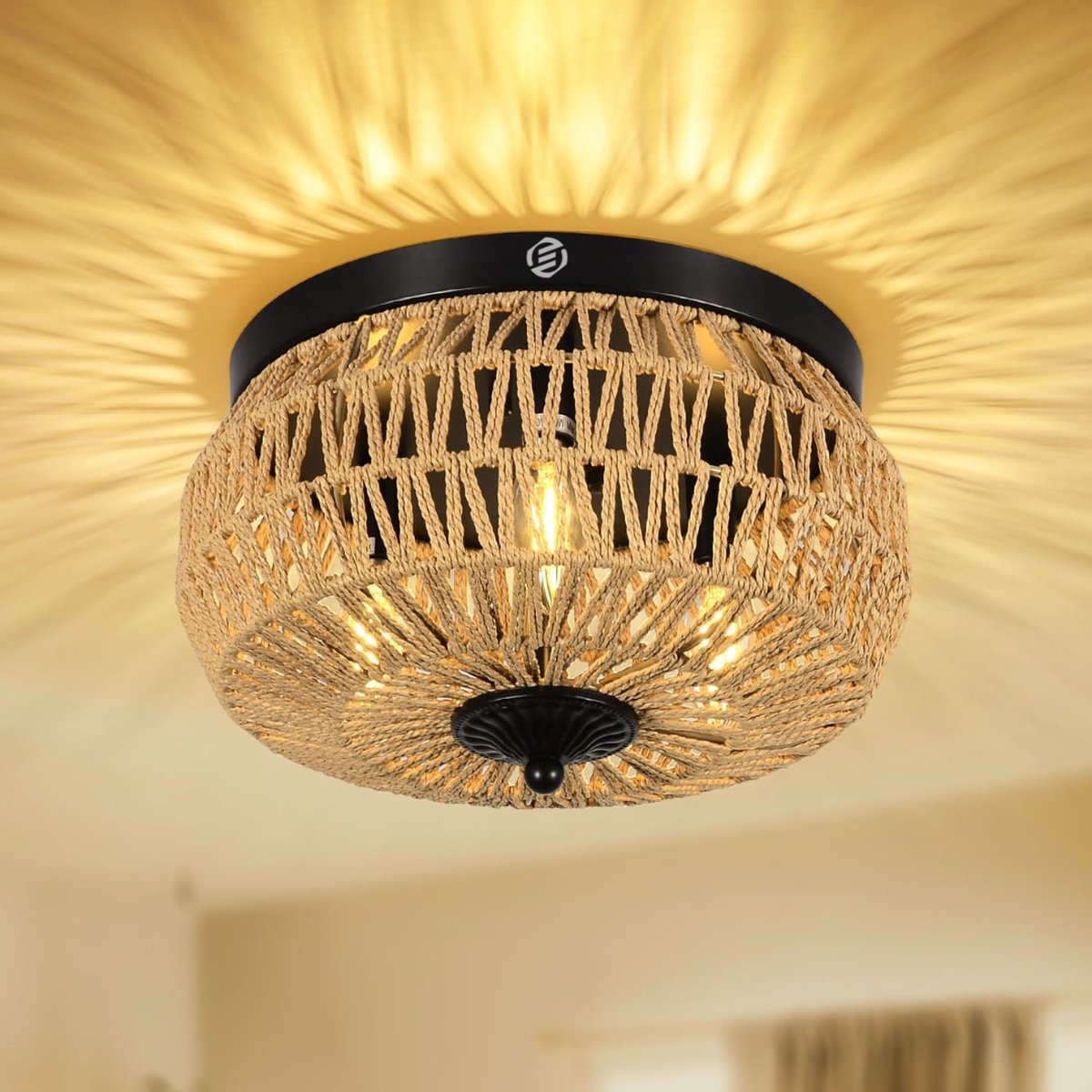 Equivera Plafonaire Lamp - Lamp - Plafond Lamp - Plafonnaire Lamp - Plafondlamp Zwart/Bruin